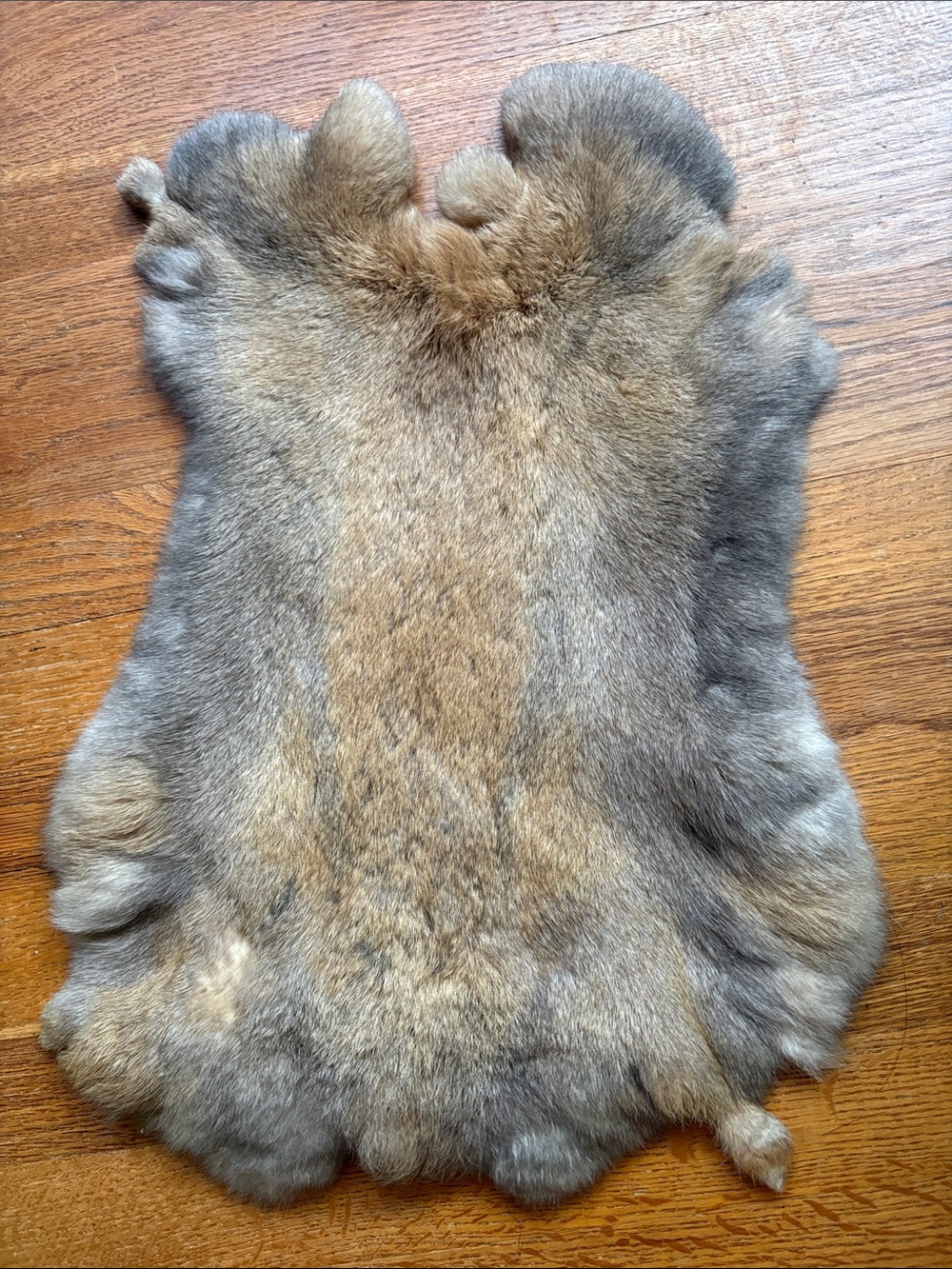 C0035 Brown Gray Soft Rabbit Fur Pelt Craft Supply